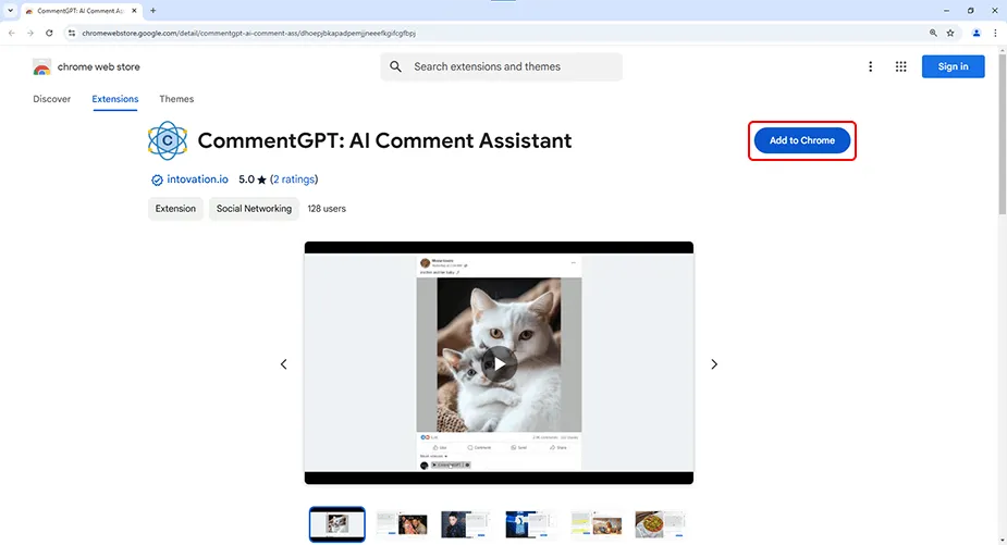 The Add to Chrome button