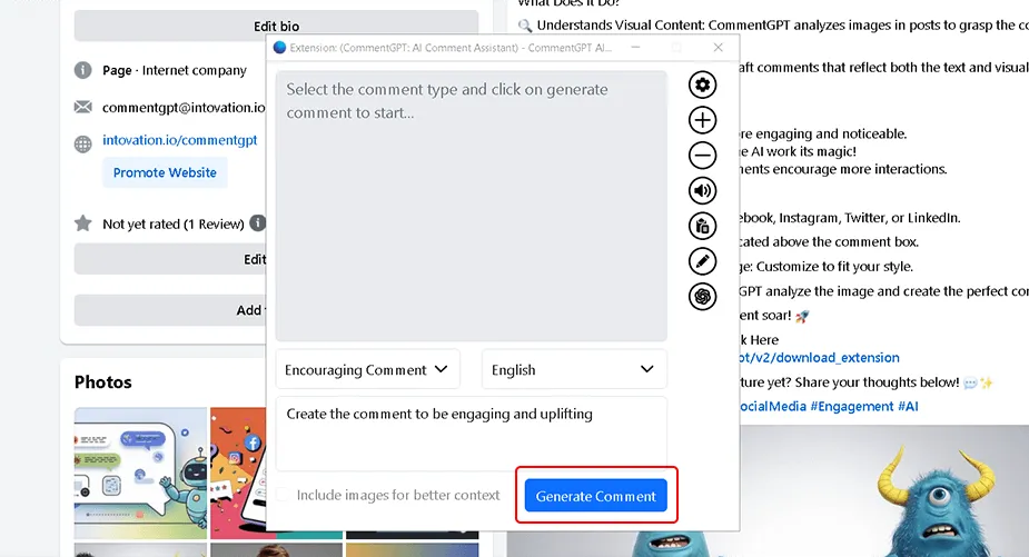 Clicking the action button to generate the enhanced comment