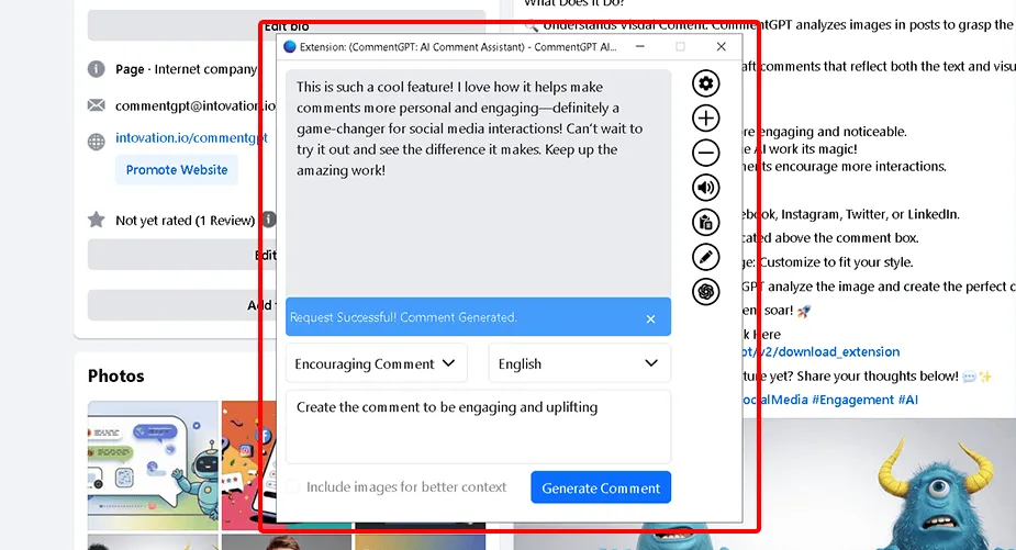 The AI-generated comment based on the selected tone
